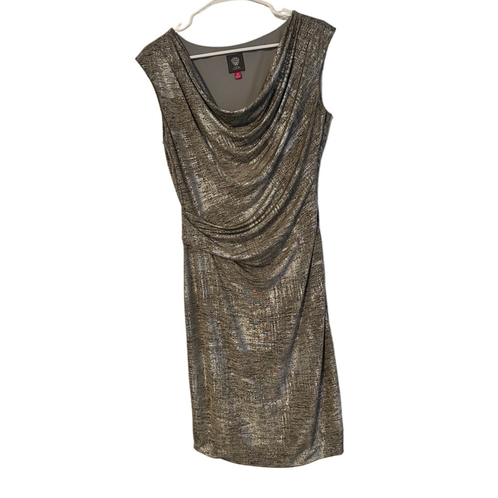 Elegant Vince Camuto Metallic Draped Dress